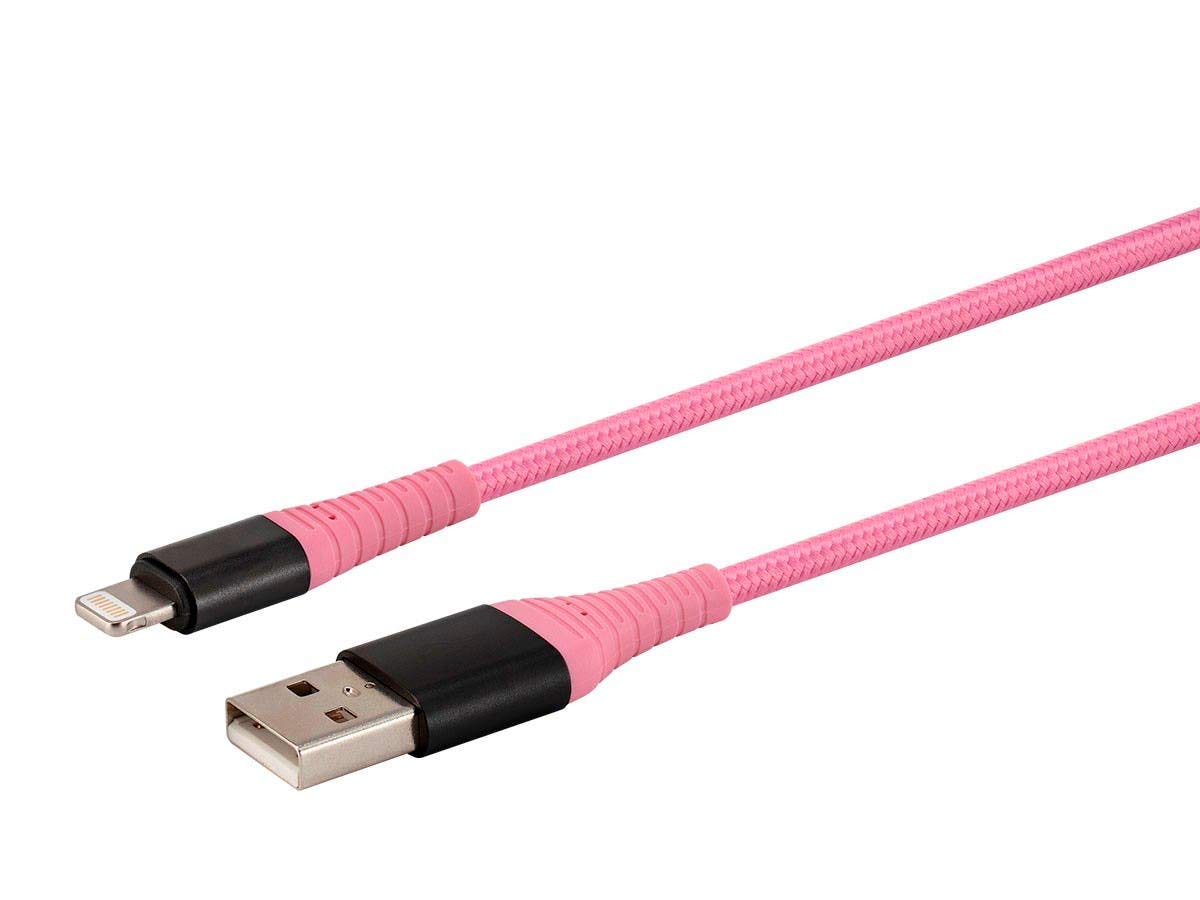 Monoprice Apple MFi Certified Lightning to USB Type-A Charge and Sync Cable - 6 Feet - Pink, Kevlar-Reinforced Nylon-Braid, Durable - AtlasFlex Series