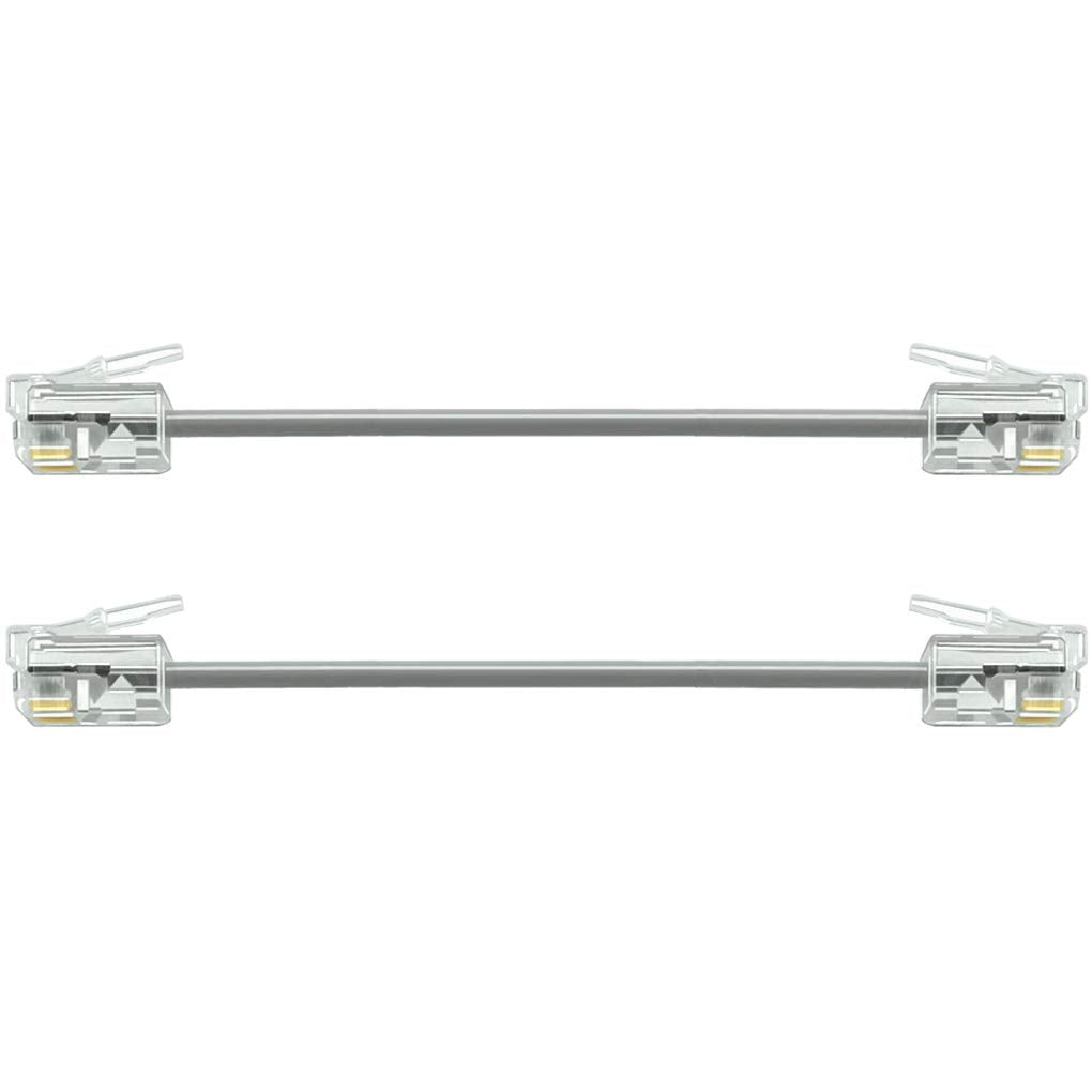 NECABLES 2Pack 3 Inch Short Telephone Cord Phone Cable Wall Phone Cord for Landline RJ11 6P4C Male to Male