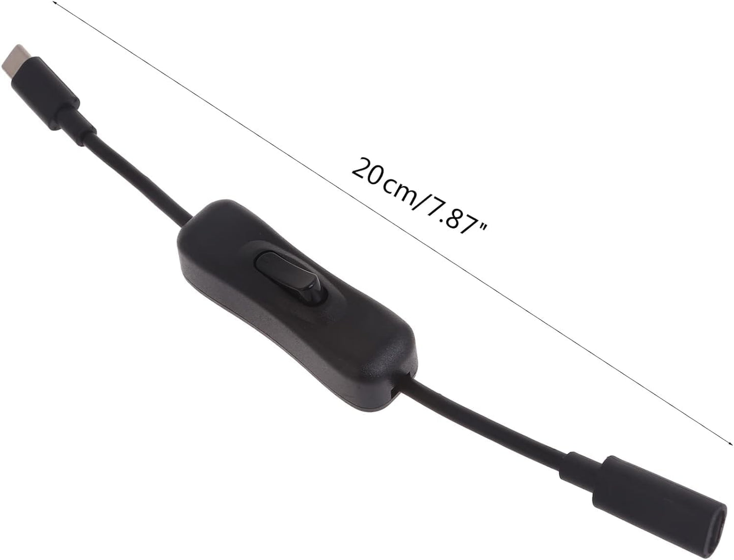 Black Power Switch USB C Male to Female Type C Extension Cable Inline On/Off Switch for 4 Power Switch Cables, Audio and Video Power Cables