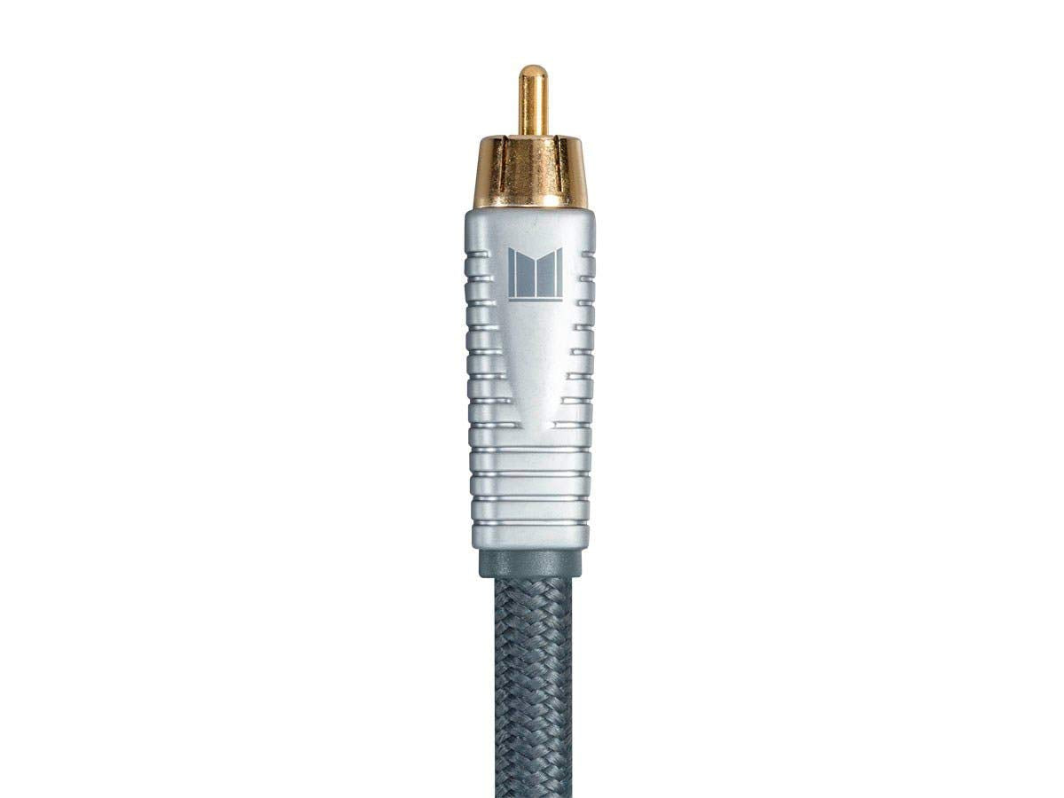 Monolith RCA Cable - 24K Gold Plated Connectors, AL foil, OFC Copper Braided Shield, 3 Feet, Silver