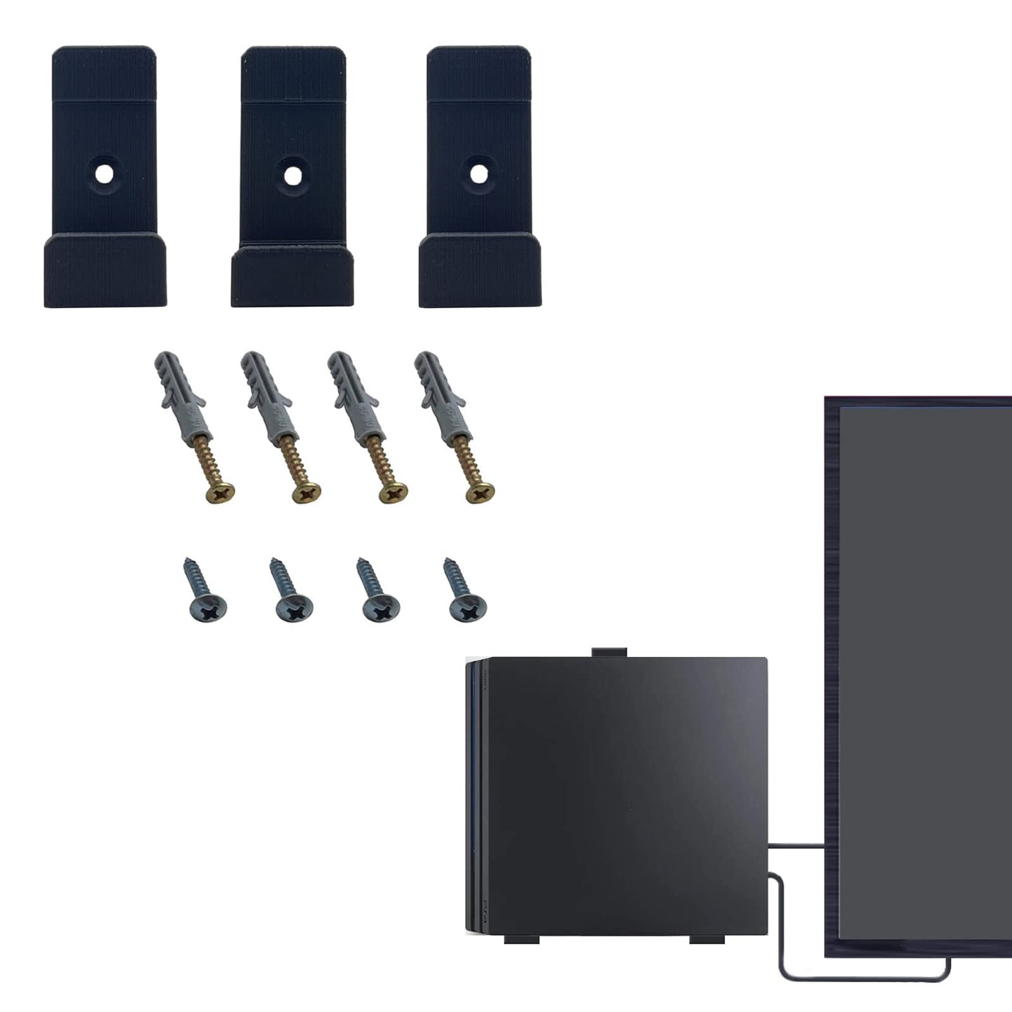 Onyehn Wall Mount Holder(Carbon Fiber) on Wall for PS4 Slim Console with Screws Mount Behind TV