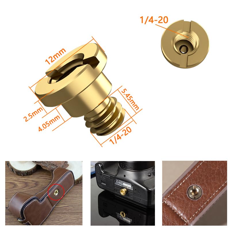 ThtRht 2 Pack Camera Bottom Screw Extender Replacement D-Ring Male to Female 1/4 inch Thread Mount Screws Adapter for Leather Half Case Cover Half