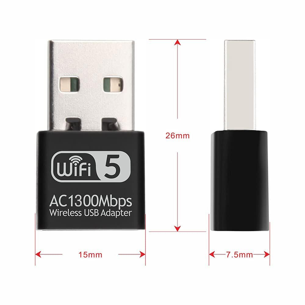 SGElectronix 1300Mbps USB WiFi Adapter for PC, AC1300M USB WiFi Dongle 802.11ac Mini Wireless Network Adapter with Dual Band 2.4GHz/5Ghz for Desktop