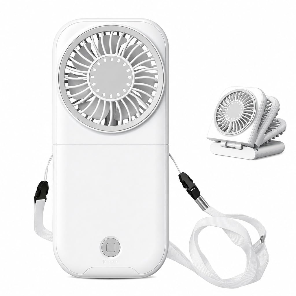 Allxin Foldable Neck Fan, High Speed Mini Handheld Fan with 9880RPM Turbo Motor, 4-Gear Portable Personal Cooling Fan for Travel Office Gym