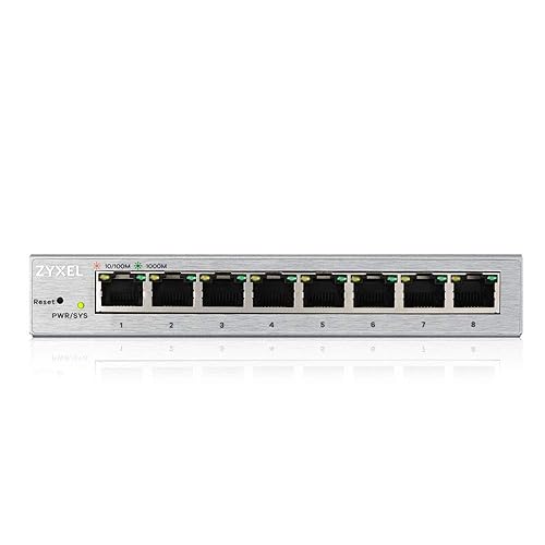Zyxel 8-Port Gigabit Easy Web Managed Plus Switch, Sturdy Metal, QoS, WebGUI, Jubmo Frames, VLANs, DHCP Client, IGMP Snooping, Link Aggregation