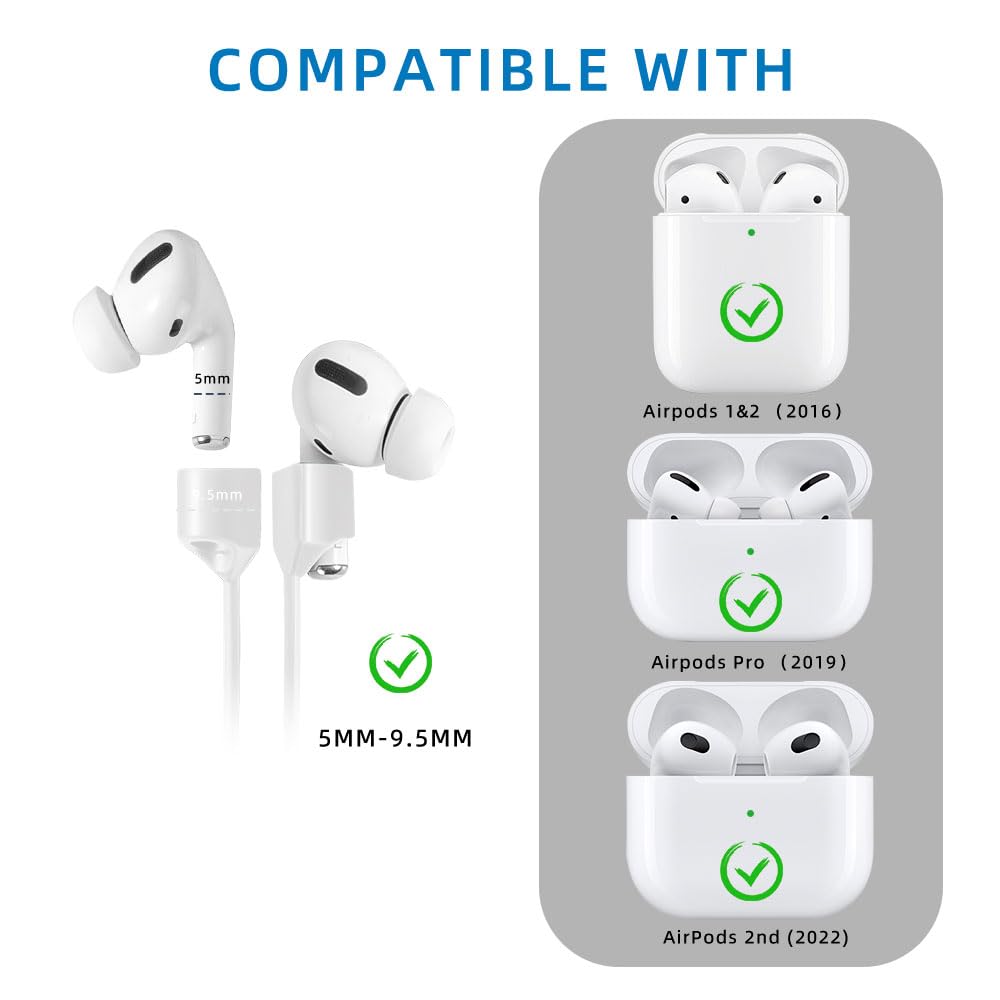 Magnetic Anti-Lost Straps for AirPods,2 Pack Ultra Strong Magnetic AirPods Strap Anti-Lost Neck Rope Cord,Soft Silicone Sports Lanyard Compatible