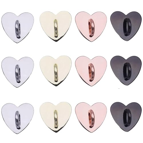 Wvapzwr 12Pcs Phone Charm Hook,Finger Ring Loop Stand for DIY Hanging, Heart Phone Holder,Adhesive Phone Finger Grip Loop Stand Metal Phone Charm