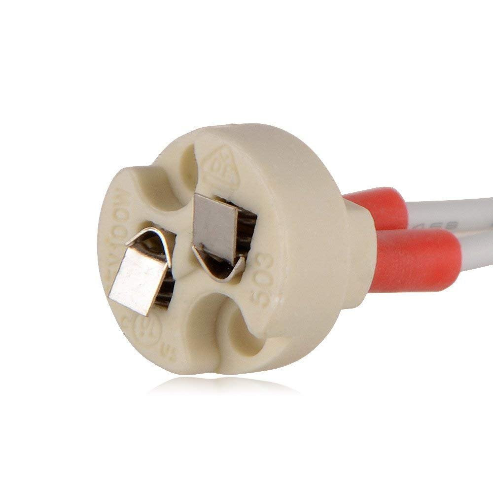 (Pack of 10) Mini Bi-Pin Socket up to 75 Watts Ceramic Body for LED Halogen Light Bulbs with Base GU5.3, G4, MR11, MR16