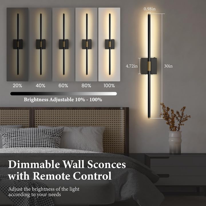 SAIMAND Wall Sconces Set of 2 Battery Operated, Wireless USB Rechargeable Wall Lights with Remote Control, 360° Rotation, 8000mAh LED Dimmable Picture