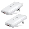 Slim Flat USB Wall Charger, Costyle 2 Pack 18W GaN Tech Fast Charge 3.0 Port Fast Charging Block with Foldable Plug Compatible for Samsung Galaxy S10