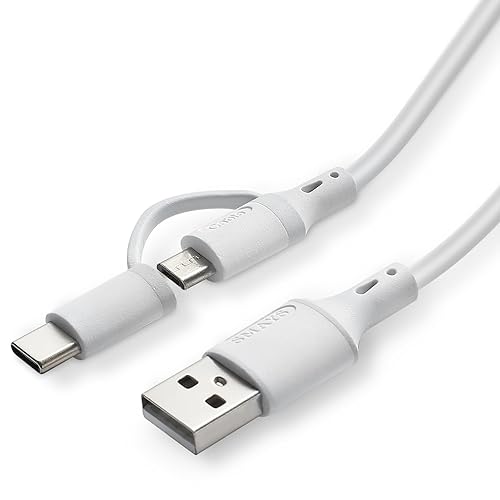6ft Micro-USB and USB-C Combo Charging Cable for Samsung Galaxy S/A Series, Tab A, Fire Tablets & Kindle Paperwhite