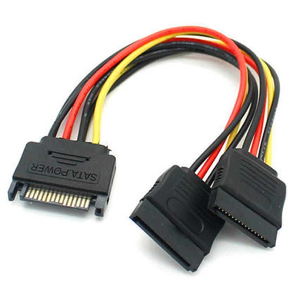 Atneway SATA 15-Pin Power Adapter Cable, SATA 15 Pin Male to SATA 15 Pin Female Power Y-Splitter Extension Cable SATA to SATA Connector (20CM/8inch)