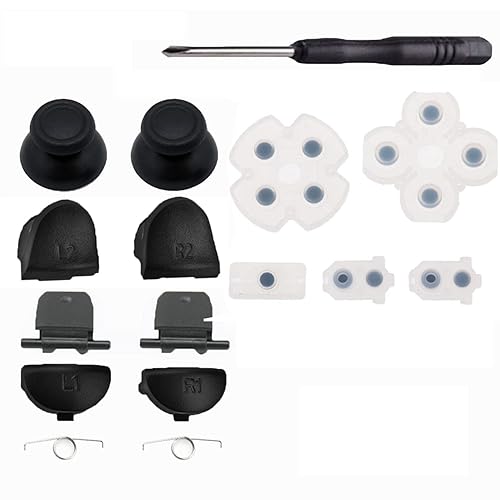 Replacement Controller L1 R1 L2 R2 Trigger Buttons with Rubber Pad for PS4 Controller Analog Stick Conductive Rubber Repair Parts (JDS JDM 030)