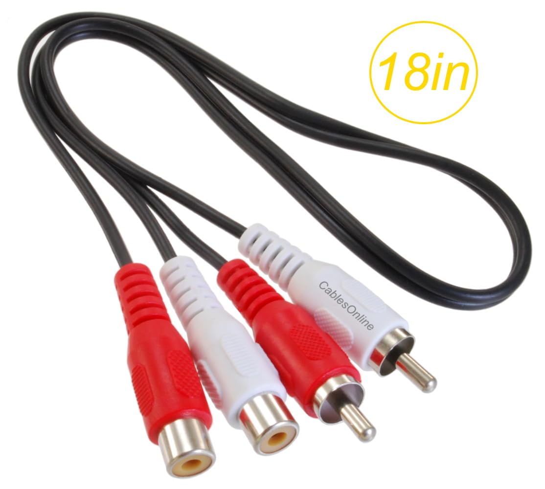 CablesOnline, 18-inches 2-RCA Male to 2-RCA Female Red/White Stereo Audio Extension Cable, AV-E401HRW
