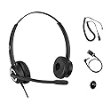 Polycom Phone Headset Noise Cancelling Mic RJ9 U10P Bottom Cable Compatible with Polycom VVX, Shoretel, Nortel Phones