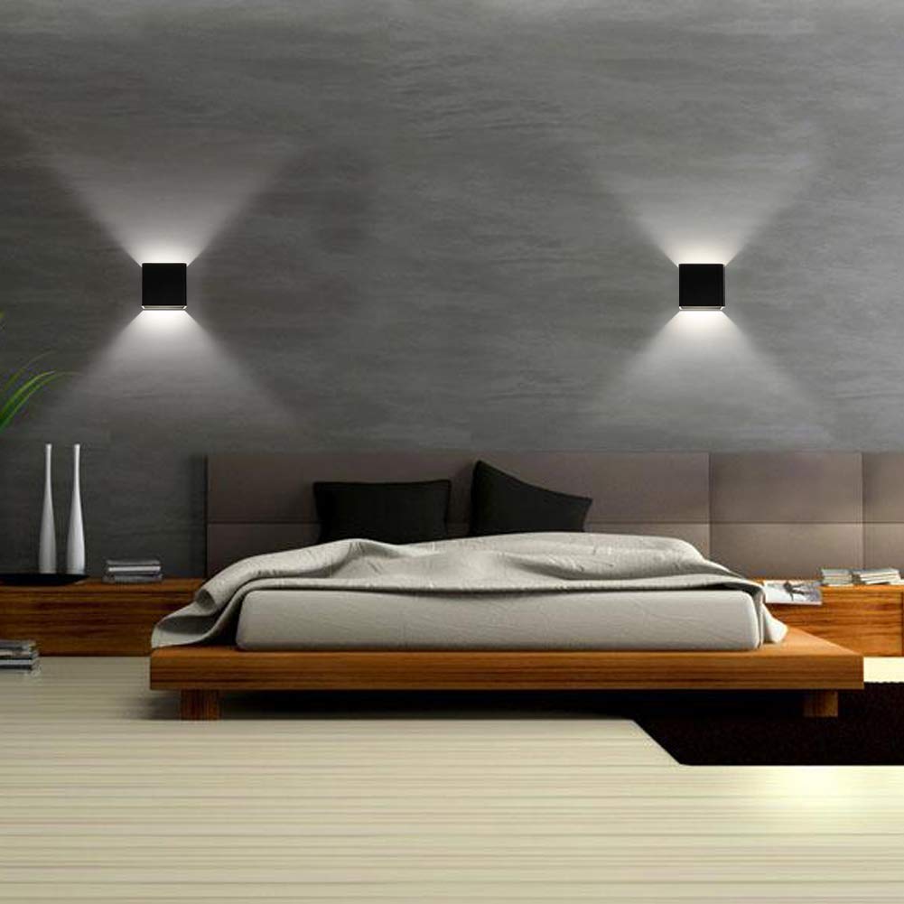 Aipsun Square Matte 10W LED COB Modern Up and Down Wall Light Indoor Wall Mount Sconce Pathway Staircase Bedroom Reading Living Room Balcony Home