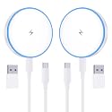 Magnetic Wireless Charger, 2Pack 15W Fast Charging Pad, Strong Magnet, USB-C/A Ports, Compatible with iPhone 17/16/15/14/13/12 Series/AirPods 3/2/Pro