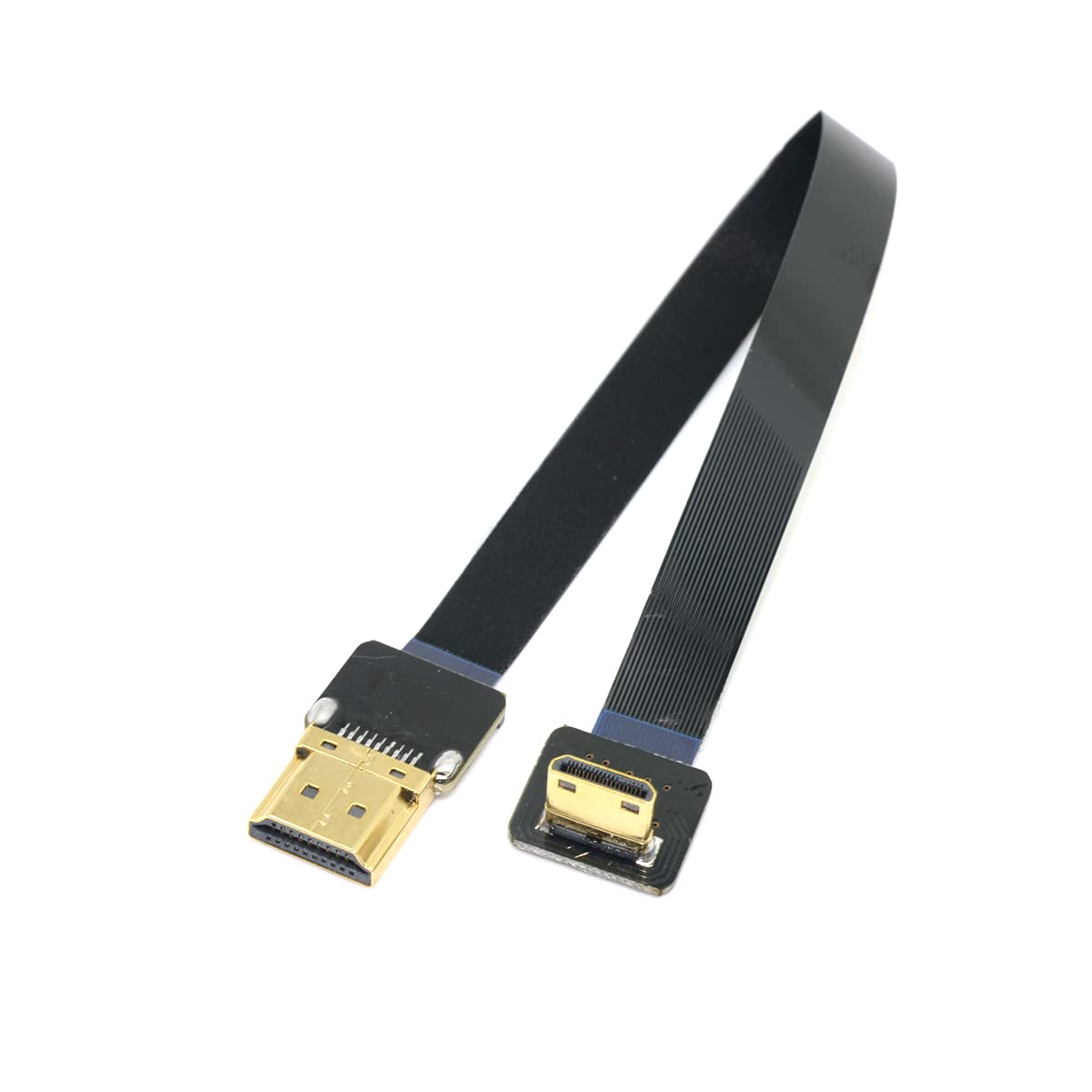cablecc 90 Degree Down Angled FPV Mini HDMI Male to HDMI Male FPC Flat Cable 50cm for Multicopter Aerial Photography