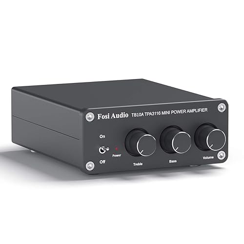 Fosi Audio TB10A 2 Channel Stereo Audio Amplifier Receiver Mini Hi-Fi Class D Integrated Amp 2.0CH for Home Speakers 100W x 2 with Bass and Treble