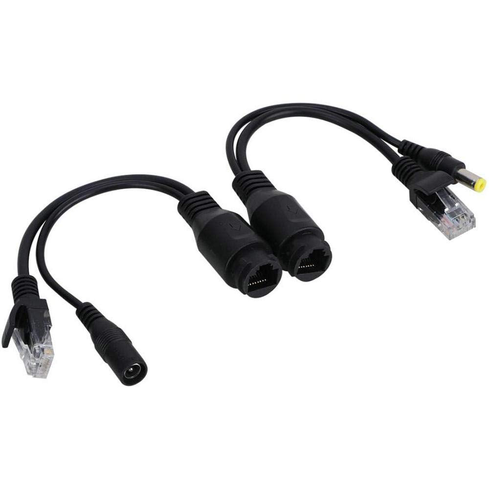 EB-LINK 2 Pair Waterproof PoE Adapter Cable RJ45 Passive PoE Injector and PoE Splitter Kit with 5.5x2.1 mm DC Connector Passive Power Over Ethernet