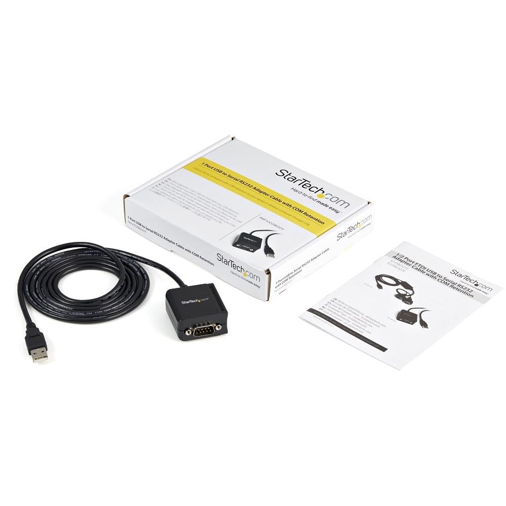 StarTech 6ft 1-Port FTDI USB to Serial RS232 Adapter, TAA (ICUSB2321F)