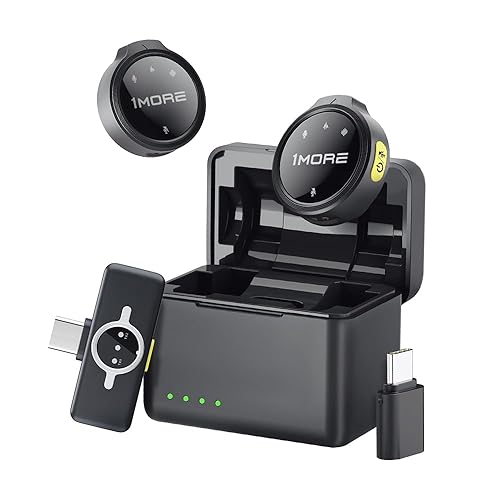 1MORE Mini Wireless Microphone (2 TX + 2 RX), Wireless Lavalier Microphone for iPhone/Android, High Fidelity Audio, Noise Cancellation, 18H Playing
