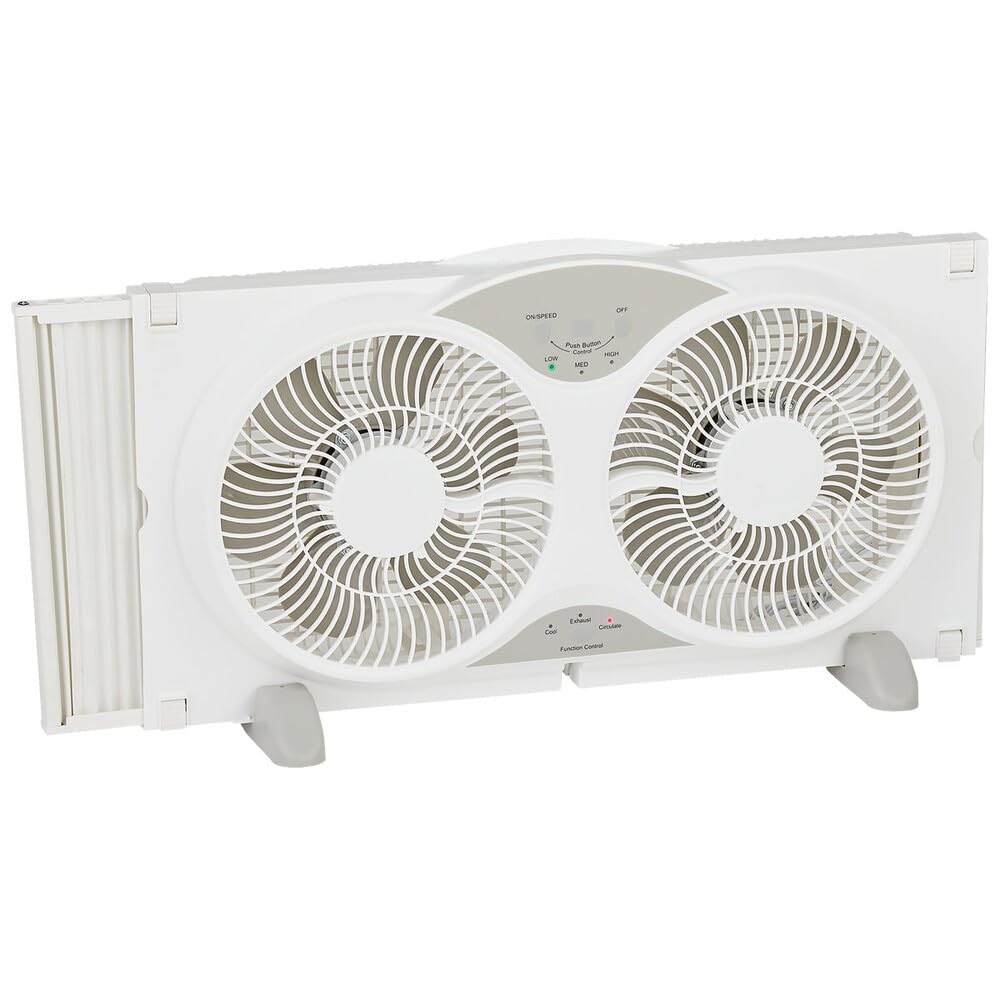 Do It Best FW23-8HS - Twin Window Fan - Lightweight Electric Windowfan for Air Circulation, 2 Speeds