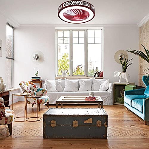 LOYALHEARTDY Modern Bladeless Ceiling Fan with Light, Flush Remote, 22" Smart 3 Light Color Change and 3 Speeds, Low Profile Ceiling Fan with Lights