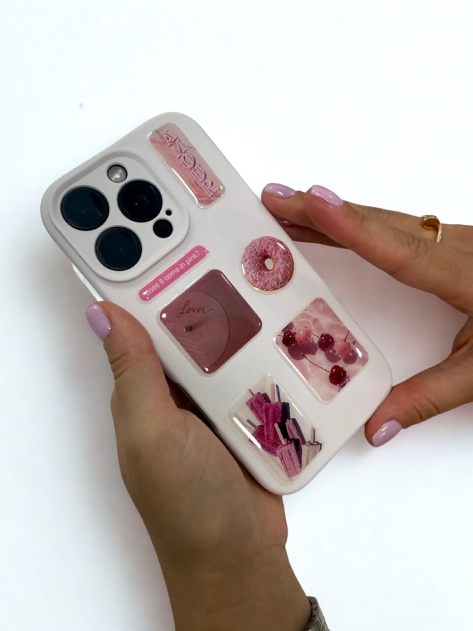3D Epoxy Vinyl Stickers Set - Waterproof Domed Decals for Phone, Laptop Glossy Bubble Stickers (Pinky Aesthetic)
