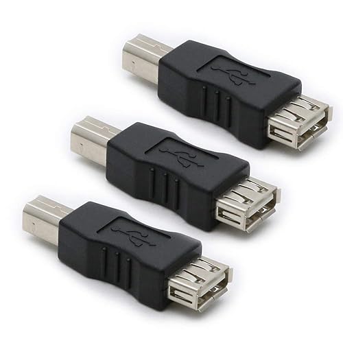 rgzhihuifz 3 Pack USB 2.0 AF/BM Adapter Type A Female to USB B Print Male Adapter Connector Converter Plug