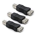 rgzhihuifz 3 Pack USB 2.0 AF/BM Adapter Type A Female to USB B Print Male Adapter Connector Converter Plug
