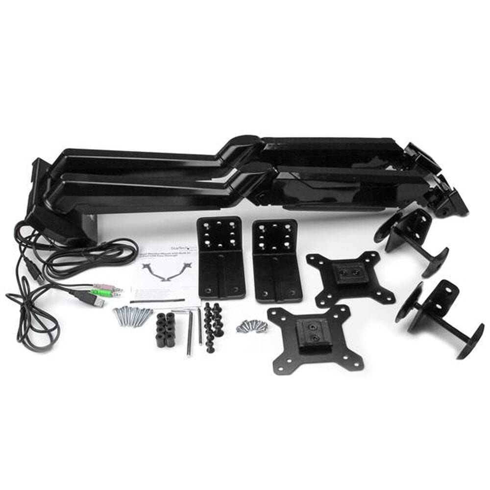 StarTech.com Desk Mount Dual Monitor Arm with USB/Audio, Desk Clamp Ergonomic VESA Mount for up to 32" (17.6lb/8kg) Displays