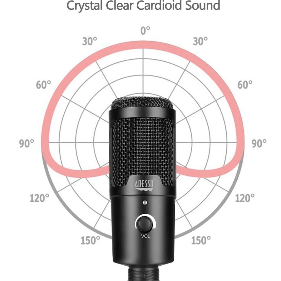 Adesso Xtream M4 Cardioid Condenser Recording Microphone, Black