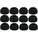 12pcs (All-B) Large (L) Replacement Ear Adapters Earbuds Ear Tips for in Ear Earphones with 4.9mm to 6.3mm Nozzle Attachment