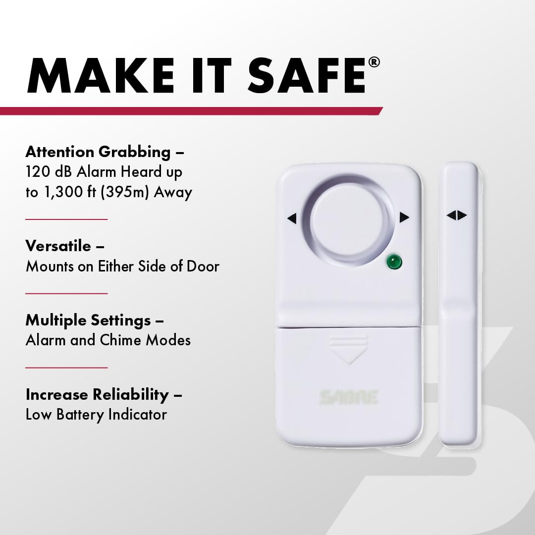 SABRE Wireless Home Security Door Window Burglar Alarm with LOUD 120 dB Siren, DIY EASY to Install