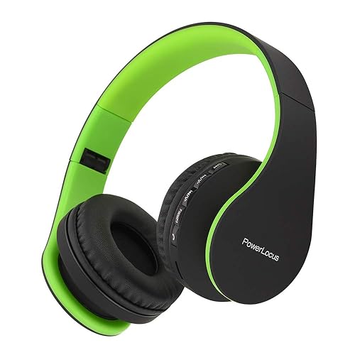 PowerLocus Wireless Bluetooth Over-Ear Stereo Foldable Headphones, Wired Headsets Rechargeable with Built-in Microphone for iPhone, Samsung, LG, iPad…