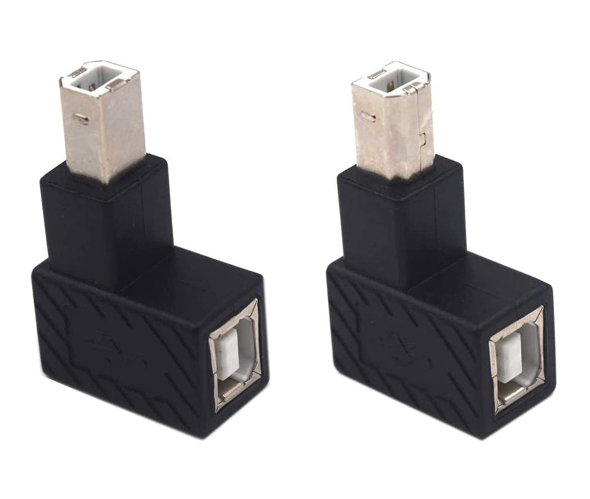 Traovien 90 Degree USB B Printer Adapter, 2 Pack USB 2.0 Type-B Male to Female Up and Down Angle Printing and Data Extension Adapter for Printer…