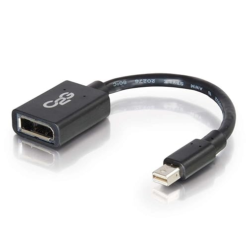 C2G Legrand Mini DisplayPort to DisplayPort Adapter, Male to Female Displayport Adapter, 0.5 Foot (6 Inch) Displayport Adapter, Black Adapter
