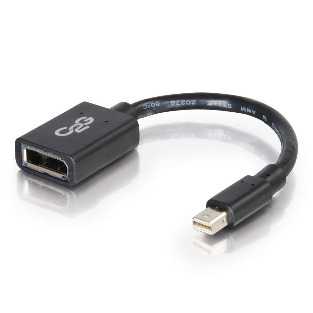 C2G Legrand Mini DisplayPort to DisplayPort Adapter, Male to Female Displayport Adapter, 0.5 Foot (6 Inch) Displayport Adapter, Black Adapter