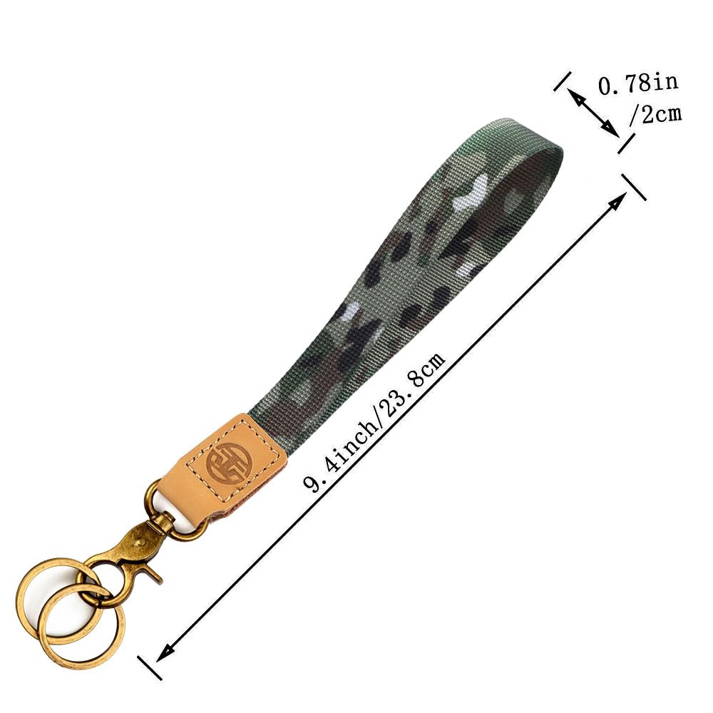 glodentai Cute Wrist Lanyard for Keys, Keychain, Wallet, Id Holder, Cell Phone, Wristlet Lanyard Key Chain Holder (green camouflage)