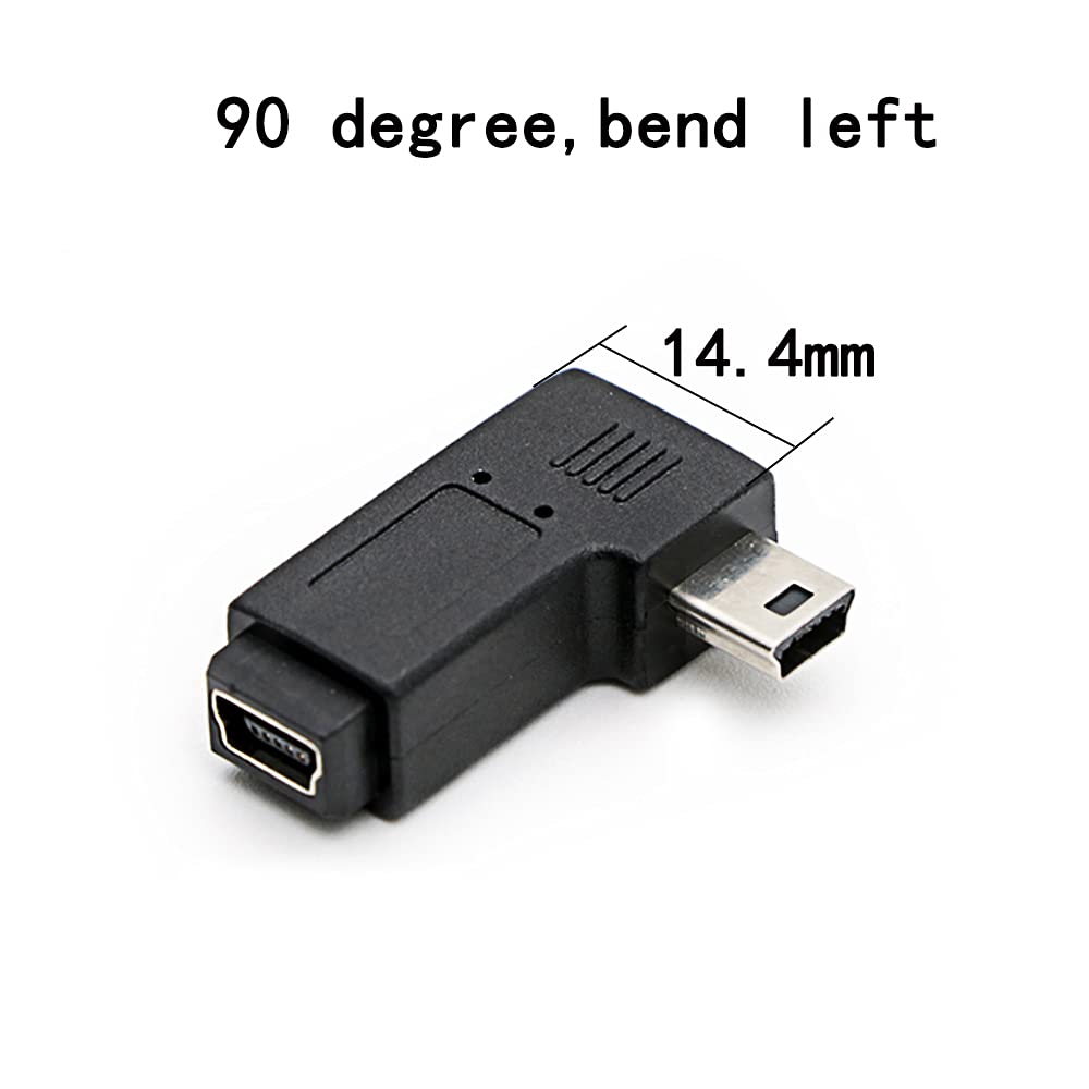 rgzhihuifz 3 Pack 90 Degree Left & Right Angled Mini USB 5 Pin Male-Female Adapter