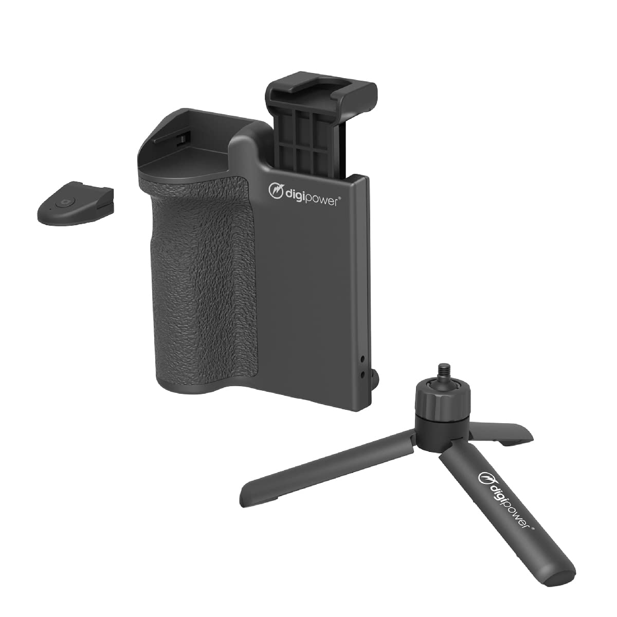 DigiPower Pocket Grip Stabilizer with Wireless Shutter Remote & Table-Top Mini Tripod for Mobile Phone, Works with iPhones & Android Smartphones