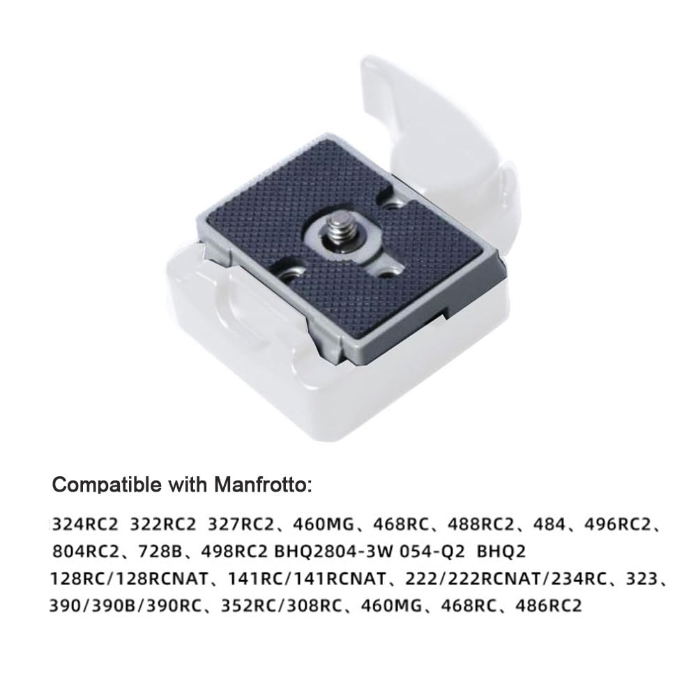 Harwerrel Quick Release Plate 1/4" Screw Compatible with Manfrotto 200PL-14 322RC2 324RC2 488RC2 496RC2 Camera Tripod Head (Pack of 2)