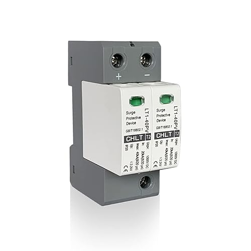 2P Surge Arrester Device, DC Protector Breaker Device 1000V DC Voltage PC Flame Retardant Shell Low Voltage Arrester 3.0KV Lightning Photovoltaic