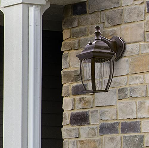 Maxxima LED Brown Outdoor Wall Light, 580 Lumens 3000K, Dusk to Dawn Sensor
