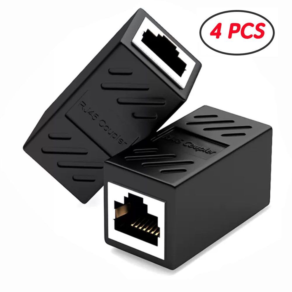 RJ45 Ethernet Coupler, Aoiutrn 4 Pack RJ45 LAN Internet Female to Female Network Extender Connector 10Gbps Extension Adapter