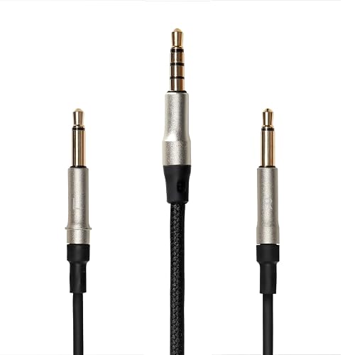 MEZE AUDIO | 1.2m Cable with Mic & Remote for 99 Classics Walnut Silver | 3.5mm Male to Dual TS Mono 3.5mm Male Connector Plug | Kevlar Reinforced