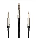 MEZE AUDIO | 1.2m Cable with Mic & Remote for 99 Classics Walnut Silver | 3.5mm Male to Dual TS Mono 3.5mm Male Connector Plug | Kevlar Reinforced