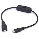 GLHONG Micro USB On Off Cable Micro-USB Male to Female Switch Charging Cord for Raspberry Pi, Arduino, Smartphone, Powerbank(Only for Charge,Not…