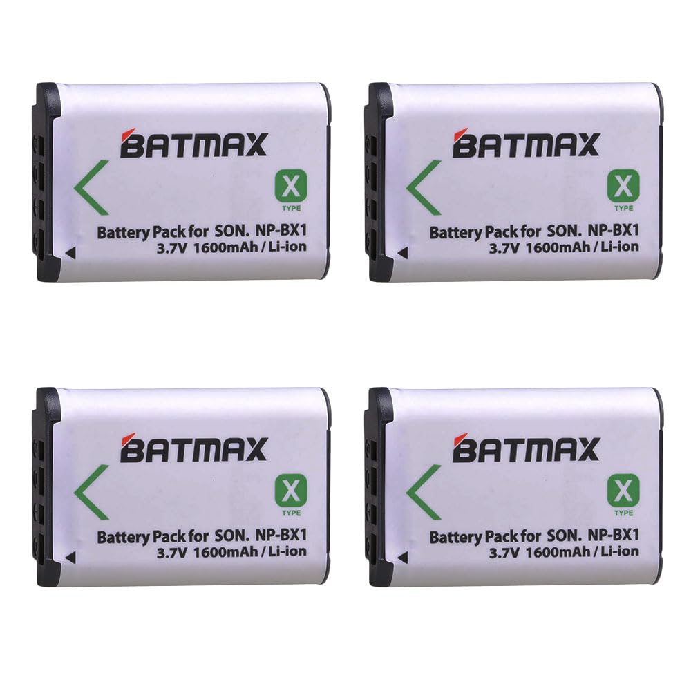 Batmax 4Packs NP-BX1 Battery (1600mAh) and LCD Dual USB Charger for Sony NP BX1/M8, Cyber-Shot DSC-HX80, RX1, RX1R, RX100, RX1RII, H400, HX300, HX50V